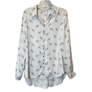 Jane‎ Delancey Womens XL Giraffe Print Button Down Shirt Long Sleeve Lyocell